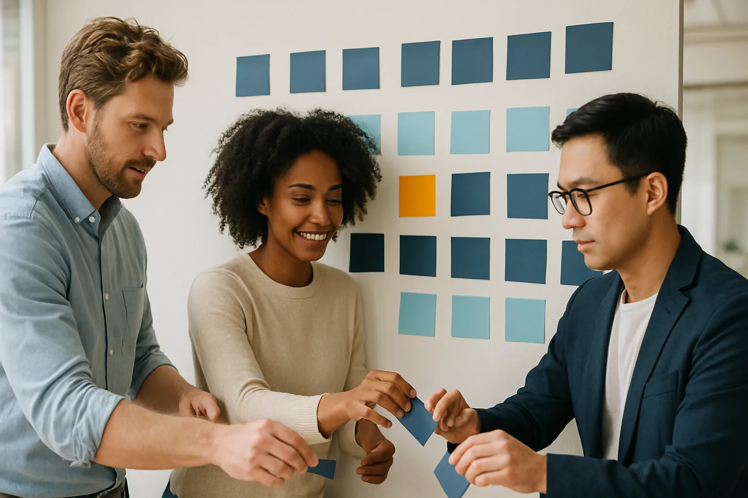Equipo de distintas áreas alineando el gobierno de datos en un workshop colaborativo